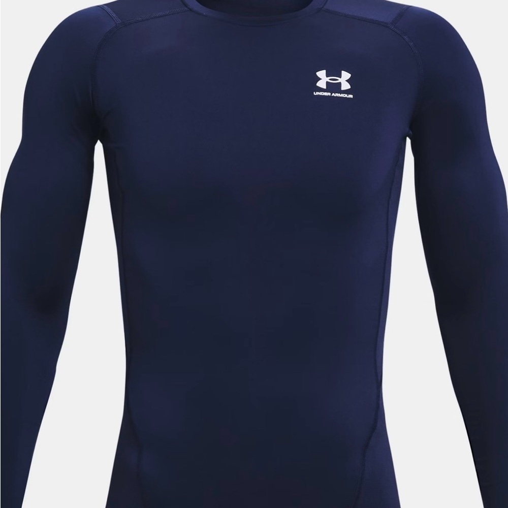 Under Armour HeatGear Compression Long Sleeve Shirt Men's 2XL Navy 1361524 NWT - Picture 3 of 10